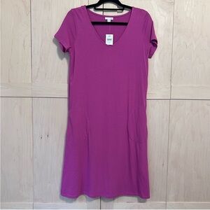 NEW J. Jill Short Sleeve midi dress size small pink purple dragon fruit
